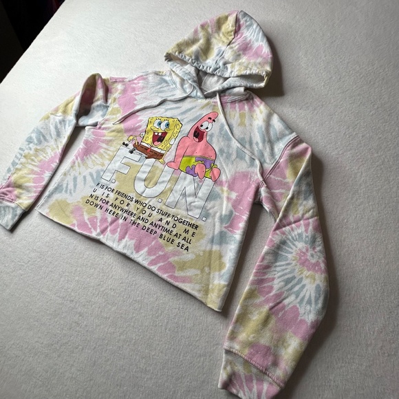 Nickelodeon SpongeBob SquarePants Small Tie Dye Cropped Hoodie Patrick Women - Picture 2 of 11